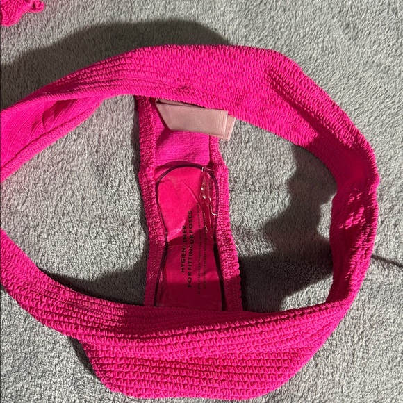 Hot Pink Textured Bandeau Bikini Set - Picture 2 of 2
